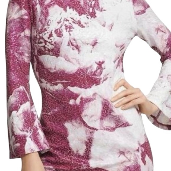 Donna Karan New York Designer Watercolor Purple and White Sequin  Dress SZ 6 - Picture 3 of 4